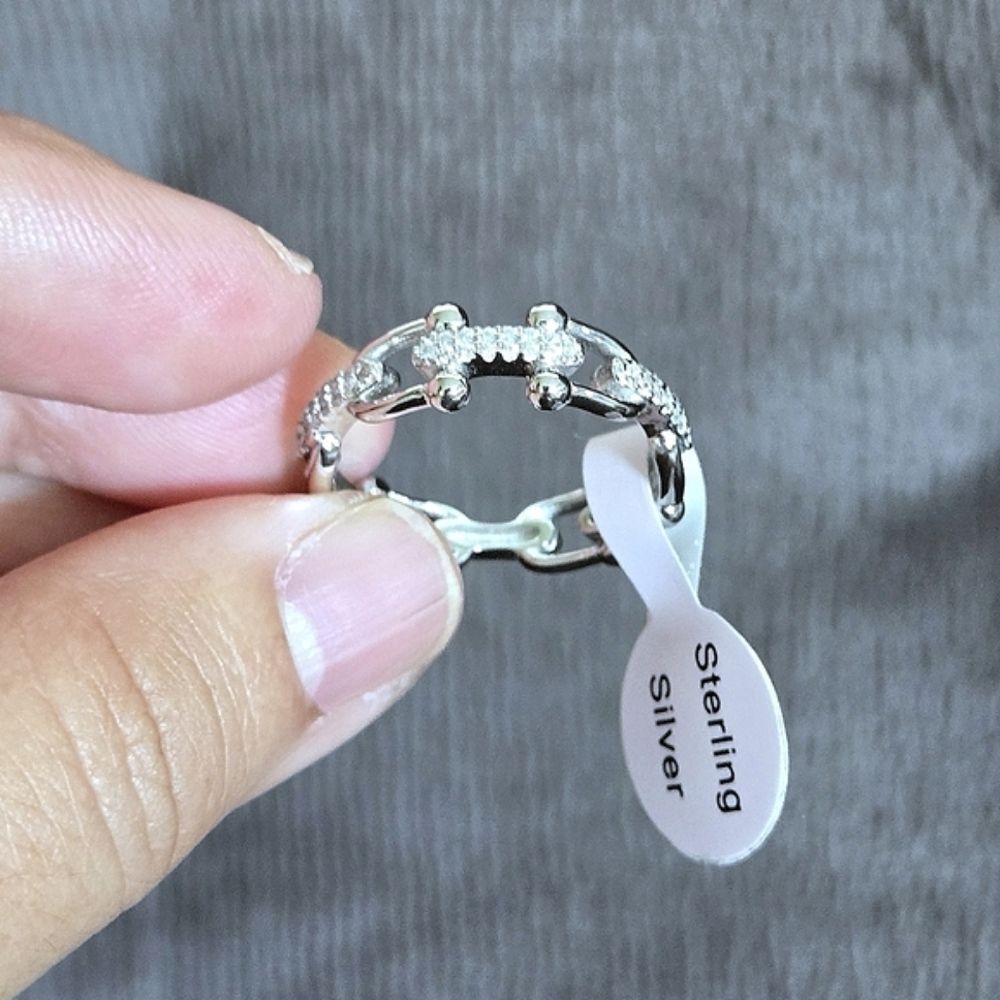 Cote d'Argent Silver🤍 U-Link⛓️ Ring With Clear Crystals💎 - NWT - Picture 12 of 16